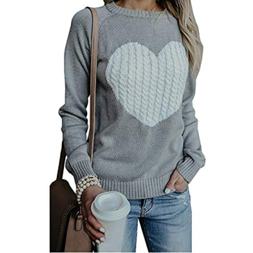 Shermie Women's Cute Heart Knitted Pullover Sweater