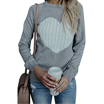Shermie Women's Cute Heart Knitted Pullover Sweater