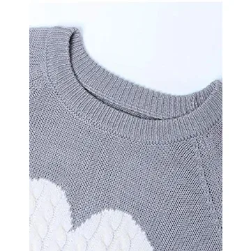 Shermie Women's Cute Heart Knitted Pullover Sweater