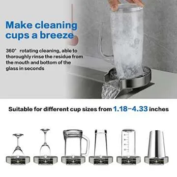 WEWE Glass Rinser - 360° Rotating Stainless Steel Cleaner