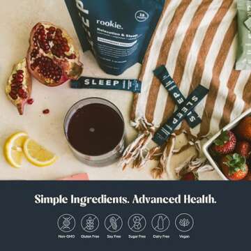 Rookie Wellness Sleep - Natural Sleep Aid with 180 mg of Magnesium Bisglycinate, 1 mg Melatonin, Valerian Root, & Passion Flower to Promote Tranquility & Sleep (30 Pack, BlackBerry Lemon)