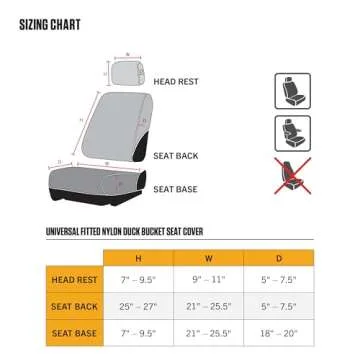 Carhartt Universal Nylon Duck Canvas Fitted Bucket Seat Cover, Durable Seat Protection with Rain Defender, Single, Black