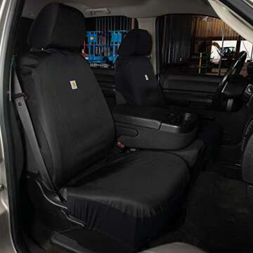 Carhartt Universal Nylon Duck Canvas Fitted Bucket Seat Cover, Durable Seat Protection with Rain Defender, Single, Black