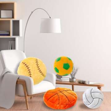 OPHRBU Basketball Sports Pillow Fluffy Soft Throw Pillow Toy ，18" Durable Sport Basketball Plush Toys,Plush Pillow Toys Gift for Kids Boy Girls Children Room Decoration