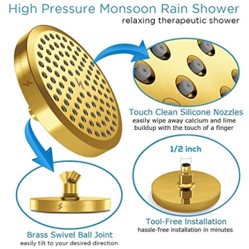SparkPod High Pressure Rain Shower Head - Easy Install & Clean