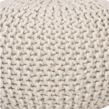 Decor Therapy Lola Round Knit Pouf, Off-White Charm