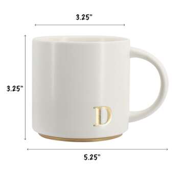 COLLECTIVE HOME - Monogram Ceramic Mugs - 15 oz Elegant Personalized Coffee Cups