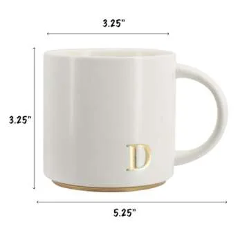 COLLECTIVE HOME - Monogram Ceramic Mugs - 15 oz Elegant Personalized Coffee Cups