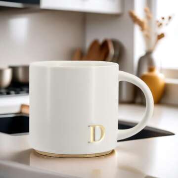 Stylish Monogram Ceramic Mugs for Elegant Drinking Experience