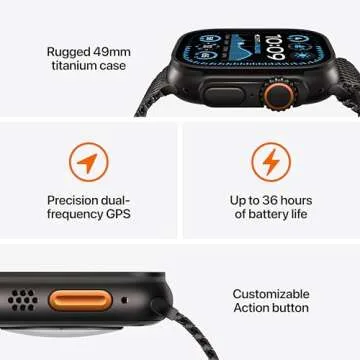 Apple Watch Ultra 2 [GPS + Cellular 49mm] Smartwatch, Sport Watch with Black Titanium Case with Dark Green Alpine Loop - L. Fitness Tracker, Precision GPS, Action Button, Carbon Neutral