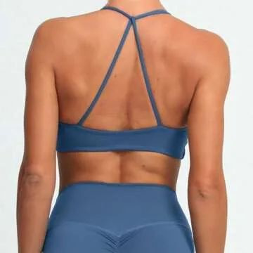 ABOCIW Sports Bras for Women Twist Front Halter Fitness Backless Padded Workout Tank Tops Sports Bra...