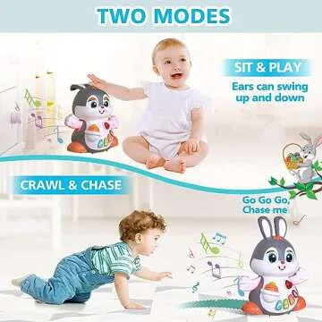 Yerloa Musical Bunny Crawling Toys for Babies 6-12 Month Dancing Music Light Baby Toys, Tummy Time Toy Development Learning Toys for 6 8 9 10 12 Month Toddler Birthday Gift for 1 2 Year Old Boy Girl