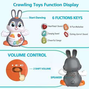 Yerloa Musical Bunny Crawling Toys for Babies 6-12 Month Dancing Music Light Baby Toys, Tummy Time Toy Development Learning Toys for 6 8 9 10 12 Month Toddler Birthday Gift for 1 2 Year Old Boy Girl