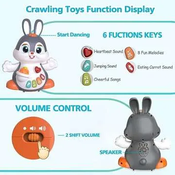 Yerloa Musical Bunny Crawling Toys for Babies 6-12 Month Dancing Music Light Baby Toys, Tummy Time Toy Development Learning Toys for 6 8 9 10 12 Month Toddler Birthday Gift for 1 2 Year Old Boy Girl