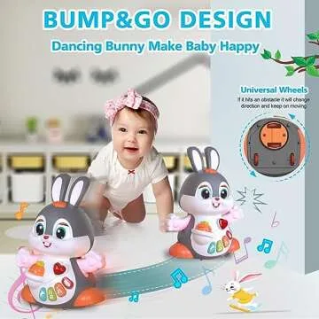 Yerloa Musical Bunny Crawling Toys for Babies 6-12 Month Dancing Music Light Baby Toys, Tummy Time Toy Development Learning Toys for 6 8 9 10 12 Month Toddler Birthday Gift for 1 2 Year Old Boy Girl