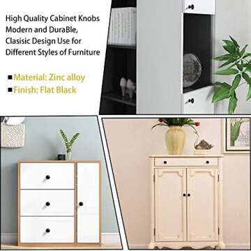 goldenwarm 10 Pack 1-1/4 inch Dresser Cabinet Knobs Matte Black Zinc Alloy Drawer Knobs Handles Knobs for Dresser Drawers