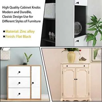 goldenwarm 10 Pack 1-1/4 inch Dresser Cabinet Knobs Matte Black Zinc Alloy Drawer Knobs Handles Knobs for Dresser Drawers