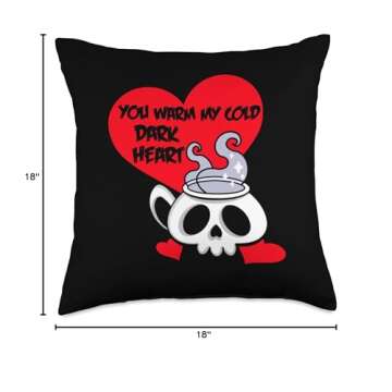Kawaii Kreeps Gothic Valentine's Day Coffee Skull Emo Goth Horror Funny Throw Pillow, 18x18, Multicolor