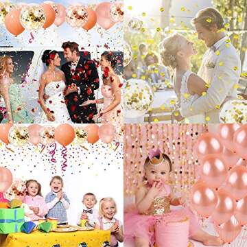 Rose Gold Balloons Party Decorations Supplies Set 35 Pack Include 30 Balloons, 2 Foil Fringe Curtain...