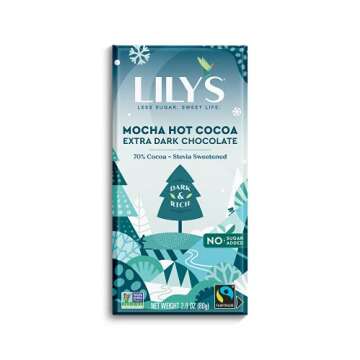 Mocha Hot Cocoa Chocolate Bar by Lily's Sweets | Made with Stevia, No Added Sugar, Low-Carb, Keto-Fr...