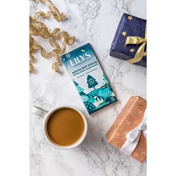 Mocha Hot Cocoa Chocolate Bar by Lily's Sweets | Made with Stevia, No Added Sugar, Low-Carb, Keto-Friendly | 70% Cocoa | Fair Trade, Gluten-Free & Non-GMO | 2.8 ounce, 4-Pack