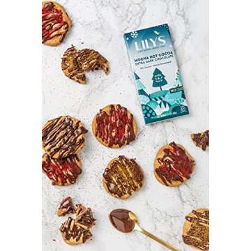 Mocha Hot Cocoa Chocolate Bar by Lily's Sweets | Made with Stevia, No Added Sugar, Low-Carb, Keto-Friendly | 70% Cocoa | Fair Trade, Gluten-Free & Non-GMO | 2.8 ounce, 4-Pack