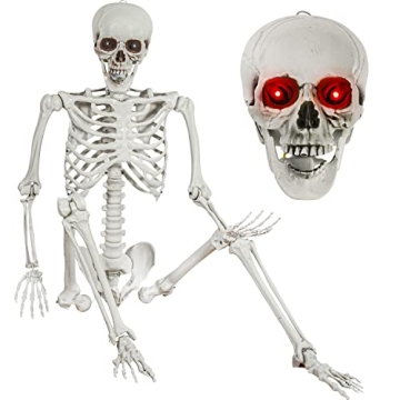 5.4ft Sound Activated Halloween Skeleton with LED Eyes