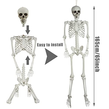 5.4ft Sound Activated Halloween Skeleton with LED Eyes