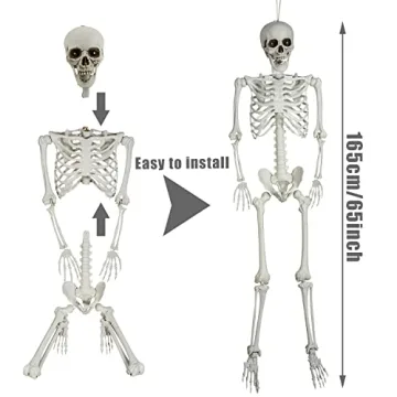 5.4ft Sound Activated Halloween Skeleton with LED Eyes