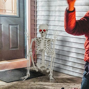 5.4ft Sound Activated Halloween Skeleton with LED Eyes