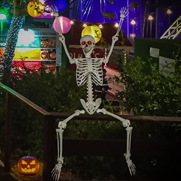 5.4ft Sound Activated Halloween Skeleton with LED Eyes