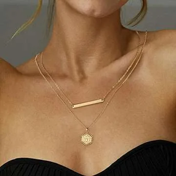 Gold Layered Initial Necklaces for Women, Handmade Jewelry