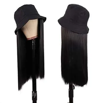 MapofBeauty 24" Stylish Hat Wig for Effortless Style