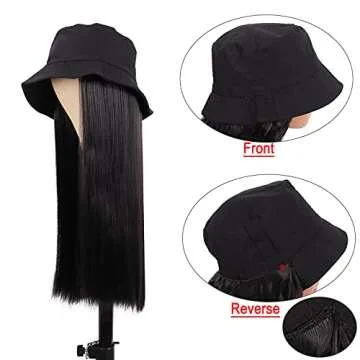 MapofBeauty 24" Stylish Hat Wig for Effortless Style