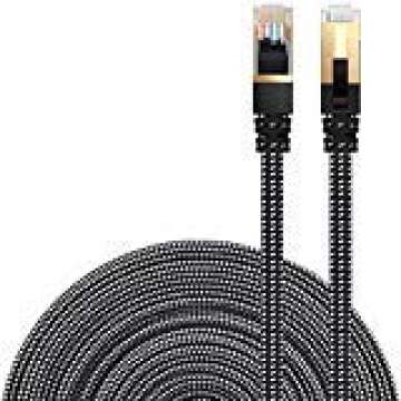 DanYee Cat 8 Ethernet Cable, Nylon Braided 33ft CAT8 High Speed Professional Gold Plated Plug STP Wi...