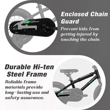 cubsala 12 Inch Kids Bike BMX Style Bicycle with Training Wheels Coaster Brake for 1 2 3 4 Years Old Toddlers Boys Girls, Black