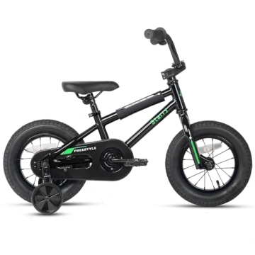 cubsala 12 Inch Kids Bike BMX Style Bicycle with Training Wheels Coaster Brake for 1 2 3 4 Years Old Toddlers Boys Girls, Black