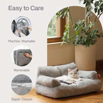 Fluffy MEWOOFUN Cat Bed - Washable Pet Sofa for Indoor Use