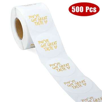 WRAPAHOLIC You've Got Great Taste Stickers - Gold Foil Business Thank You Stickers, Shipping Stickers - 2 x 2 Inch 500 Total Labels