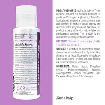 Lube Life Water-Based Actively Trying Fertility Lubricant, Safe & Fun for Couples, 2 Fl Oz