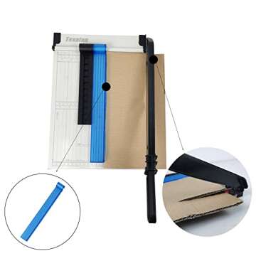 TEXALAN(R) Paper Cutter Letter Size Paper Trimmer 12” Cut Length 12 Sheet Capacity Guillotine Paper Photo Cutter with Magnet Clamp, Paper Guide, Size Guideline