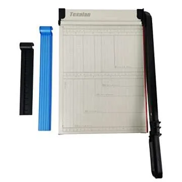 TEXALAN(R) Paper Cutter Letter Size Paper Trimmer 12” Cut Length 12 Sheet Capacity Guillotine Paper Photo Cutter with Magnet Clamp, Paper Guide, Size Guideline