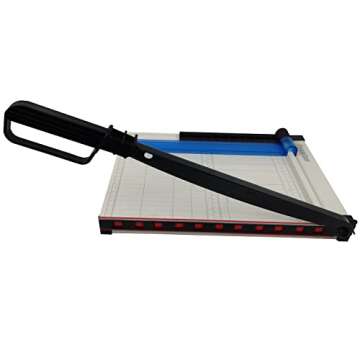 TEXALAN(R) Paper Cutter Letter Size Paper Trimmer 12” Cut Length 12 Sheet Capacity Guillotine Paper Photo Cutter with Magnet Clamp, Paper Guide, Size Guideline