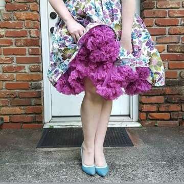 Malco Modes Luxury Vintage Knee-Length Crinoline Jennifer Petticoat Skirt Pettiskirt, Adult Tutu for Rockabilly 50s (Berry, Large)