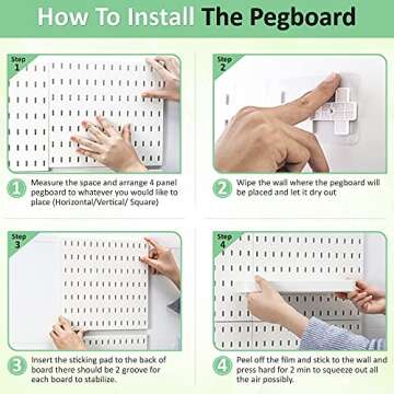 Socalsunny Pegboard Wall Organizer Kit 4 Boards 14 Piece Accessories Combination Hanging Peg Board Wall for Home Office | 22"x22" White Pegs for Hanging