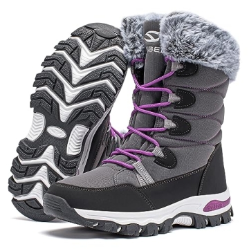 HOBIBEAR Women's Waterproof Winter Snow Boots - Lightweight Faux Fur Lined