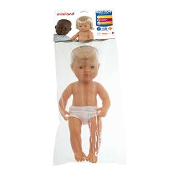 Miniland Educational Corporation Baby Doll Caucasian Girl with Hearing Aid 15'', Poly-Bagged, Multi