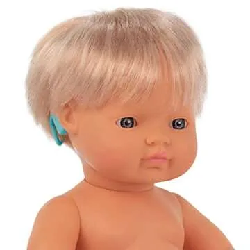 Miniland Educational Corporation Baby Doll Caucasian Girl with Hearing Aid 15'', Poly-Bagged, Multi