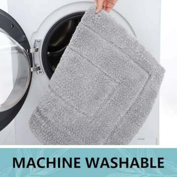 Buganda Bathroom Rugs, 24" x 16", Soft and Absorbent Microfiber Bath Rugs, Non-Slip Shaggy Shower Carpet, Machine Wash Dry Bath Mats for Bathroom Floor, Tub and Shower, Grey