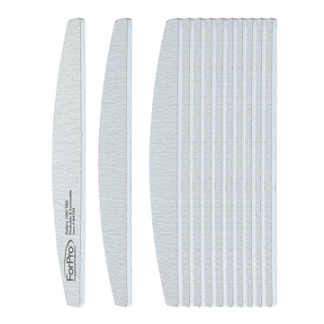 ForPro Half Moon Nail Files Set of 12, 100/180 Grit